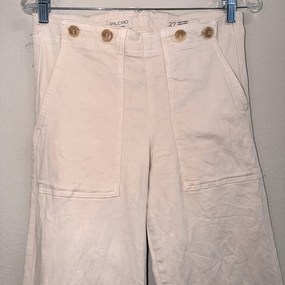 PILCRO Anthropologie The Kit High Rise Wide Leg Utility Trouser Jeans Size 27 - Picture 3 of 14